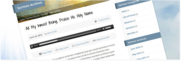 Sermon Archive pour audio, vidéo et texte