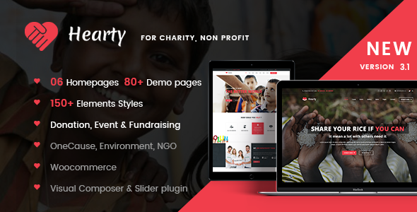 Charity WP Hearty Charity thème de WordPress