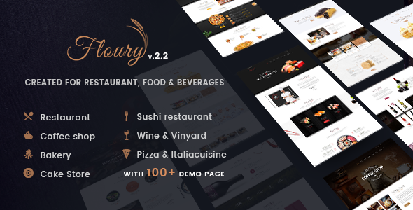 Thème WordPress pour le restaurant WP Floury restaurant (Restaurant, Café, Pizza)