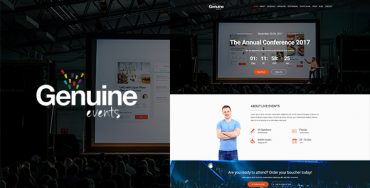 Geinuine – Page de destination PSD pour conférences et événements Theme Division