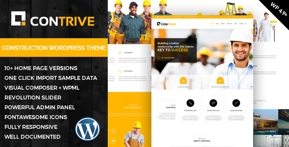 Contrive - Thème WordPress adaptatif pour la construction et la construction - Business Business