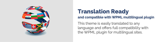 Traduction prête et compatible avec le plug-in multilingue WPML Ce thème peut être facilement traduit dans n'importe quelle langue et offre une compatibilité totale avec le plug-in WPML pour les sites Web multilingues.