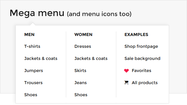 Menu Mega (et aussi les icônes de menu)