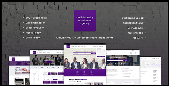 Agence de recrutement - Industrie multiple | Thème WordPress adaptatif
