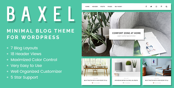 Baxel - Thème de blog minimal pour WordPress - Blog personnel / Magazine