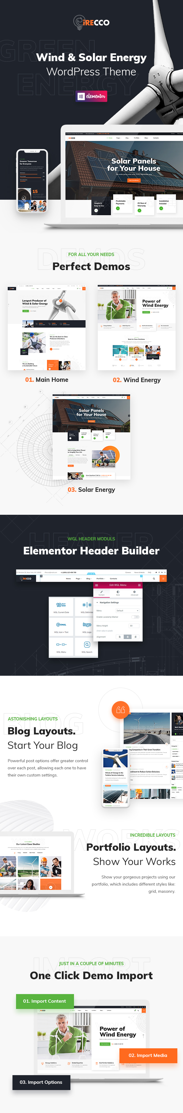 iRecco - Thème WordPress pour l'énergie éolienne et solaire - 2