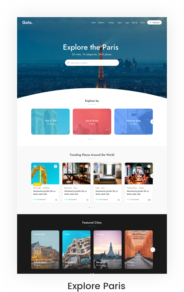 Guide de voyage de la ville Thème WordPress