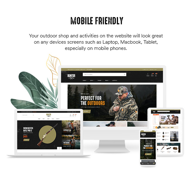 Huntor Hunting Shop Thème WooCommerce Mobile Friendly