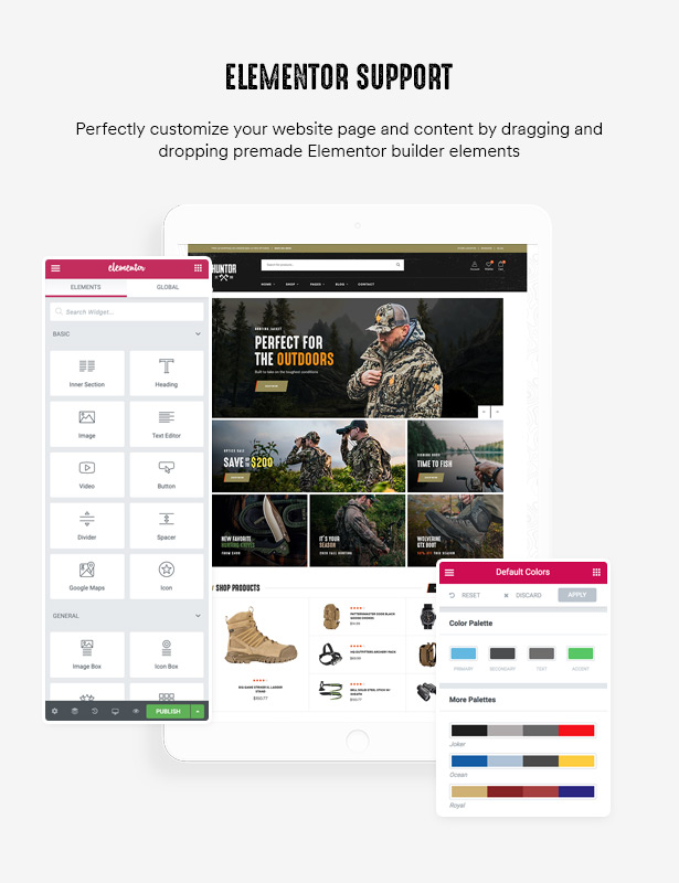 Huntor Hunting Thème WooCommerce Elementor Builder