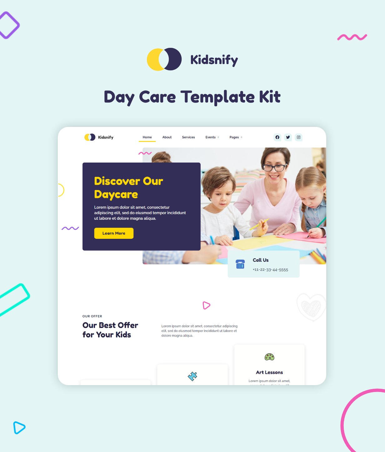 Kidsnify | Kit de gabarits pour garderie Elementor - 1